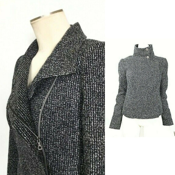 Forenza Jackets & Blazers - 🎩 Zipper Black Tweed Knit Moto Jacket Women Small